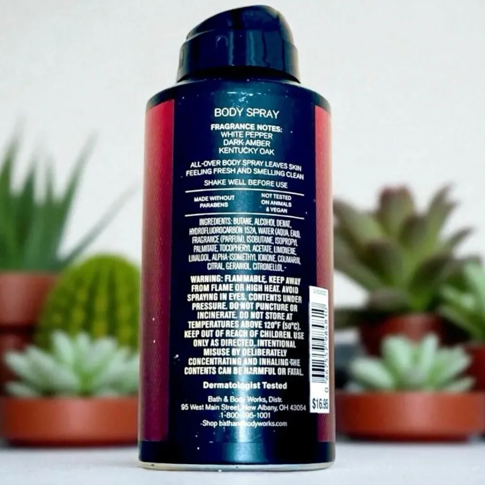 Bath & Body Works Lot of 2 Bourbon Men’s Collection Pepper Amber Oak Body Spray